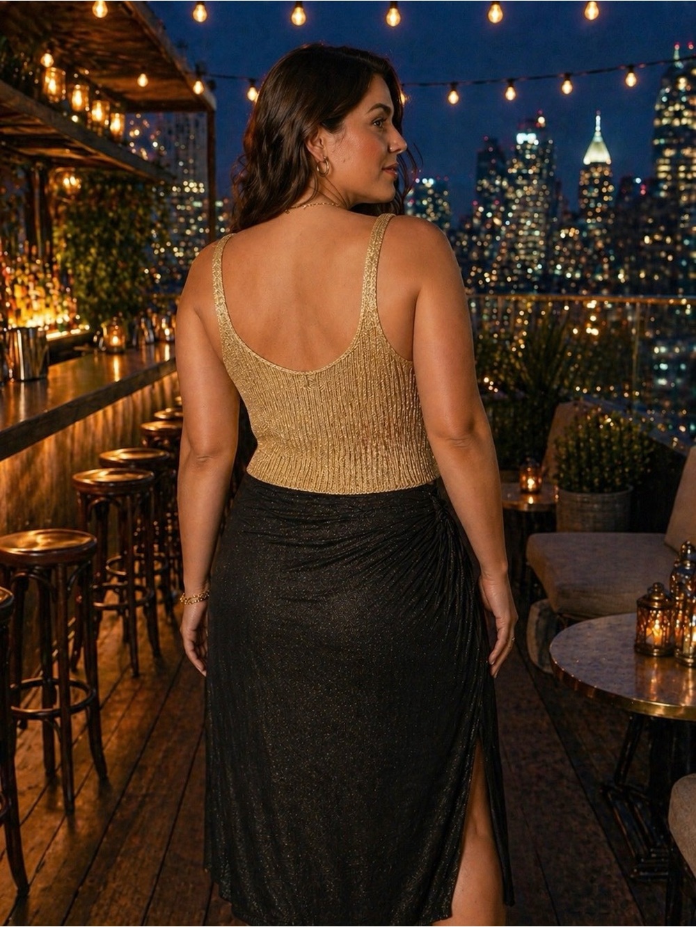 Kika Vargas Gold Shimmer Knit Crop Top - Picture 2 of 4